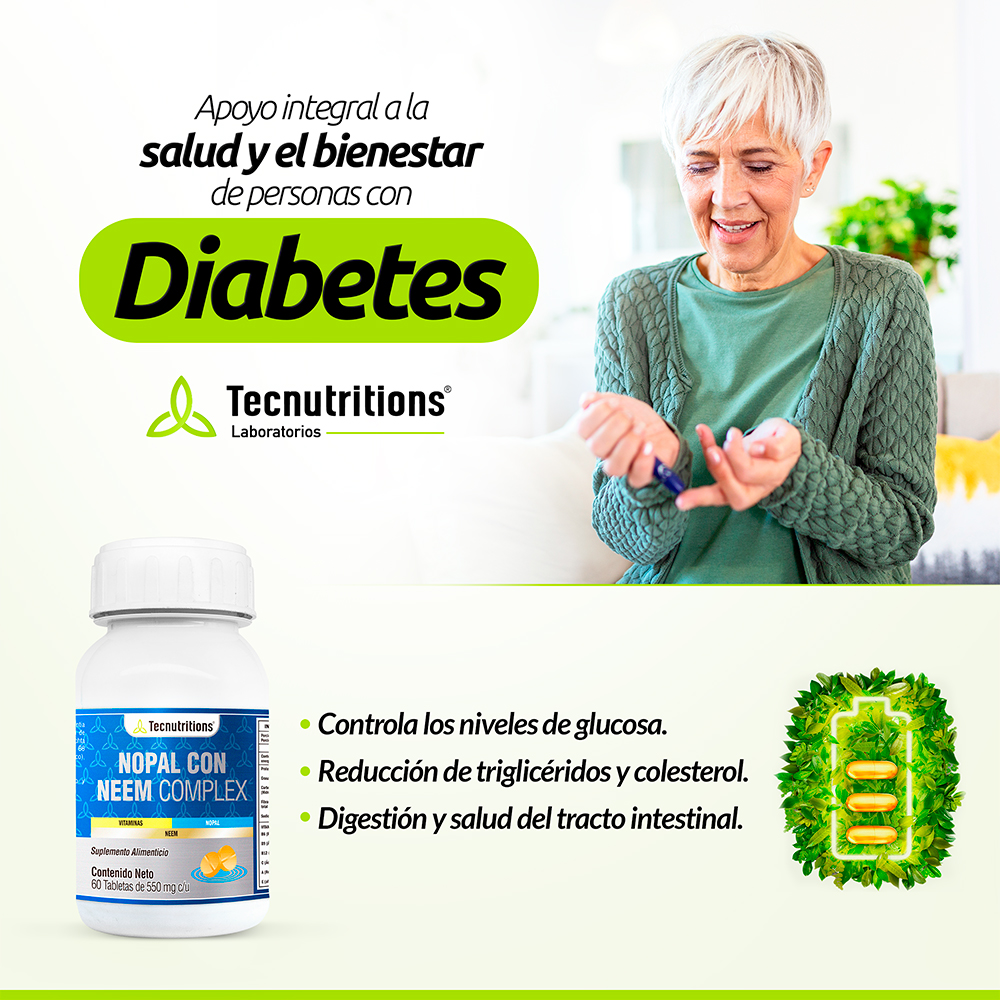 Foto 4 pulgar | Suplemento Tecnutritions Nopal Con Neem Complex 60 Tabletas