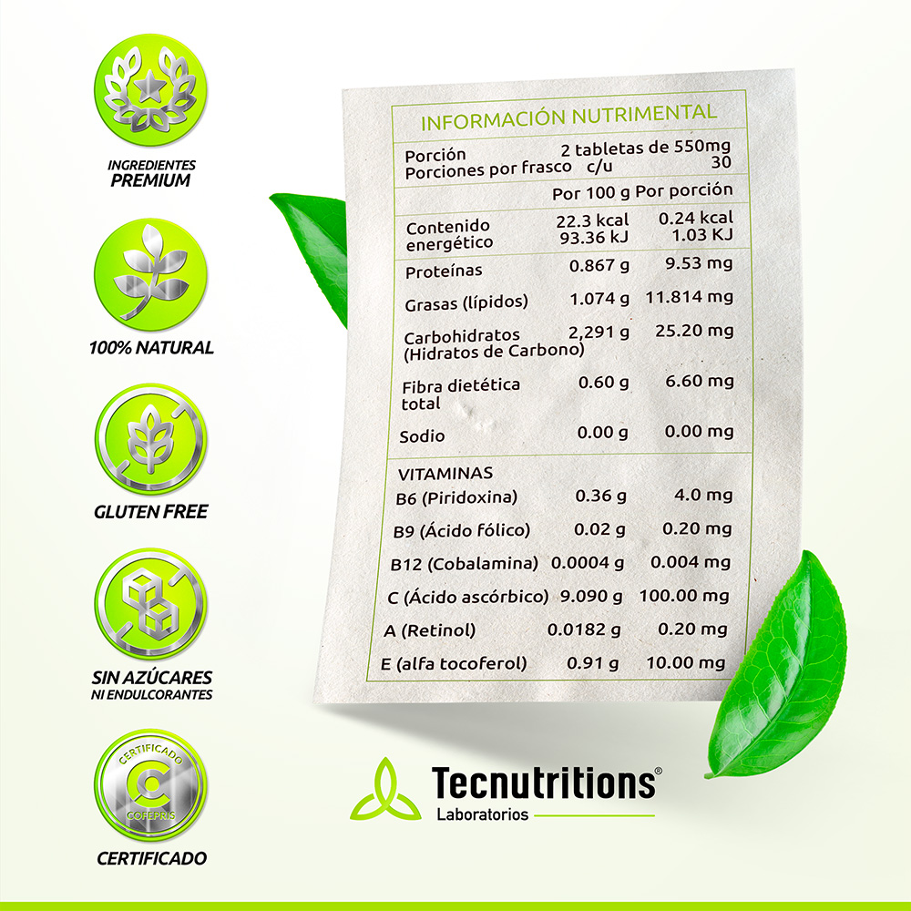 Foto 5 pulgar | Suplemento Tecnutritions Nopal Con Neem Complex 60 Tabletas