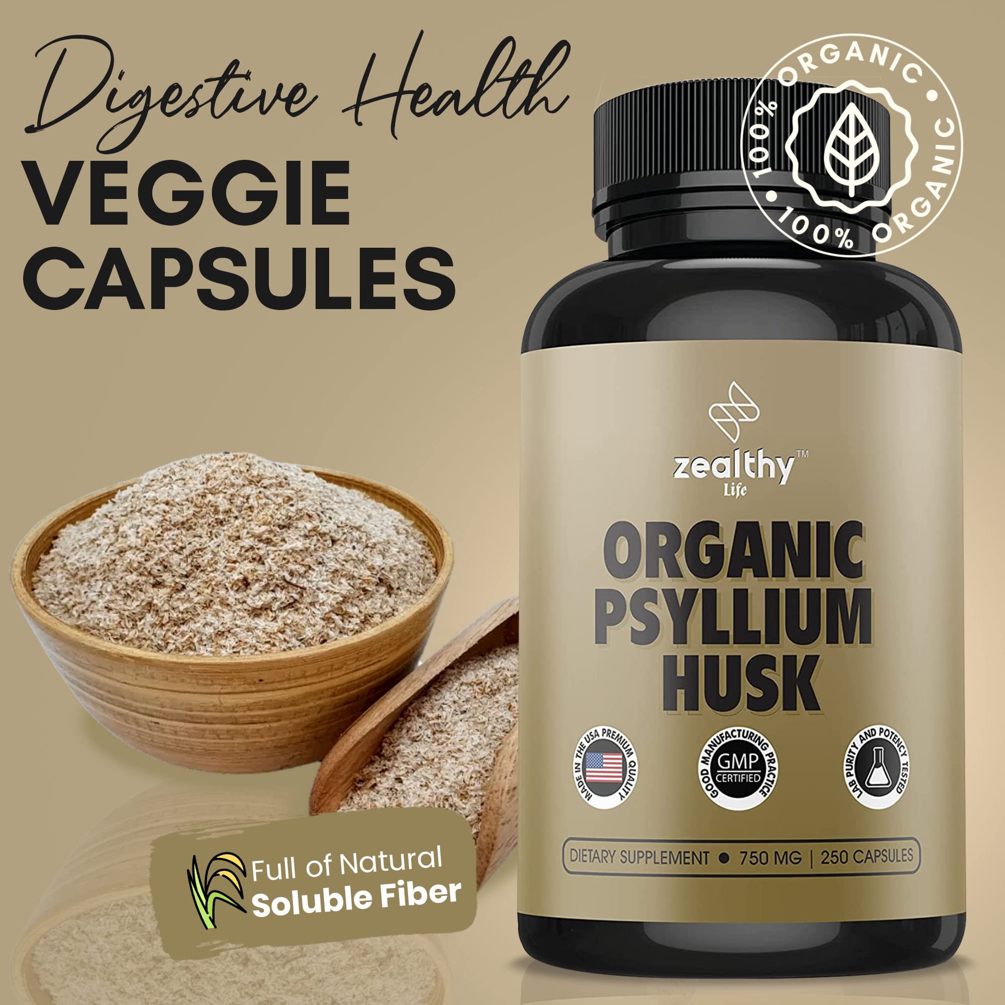 Foto 3 pulgar | Cápsulas De Cáscara De Psilio Z Zealthy Life 375 Mg De Fibra Soluble - Venta Internacional.