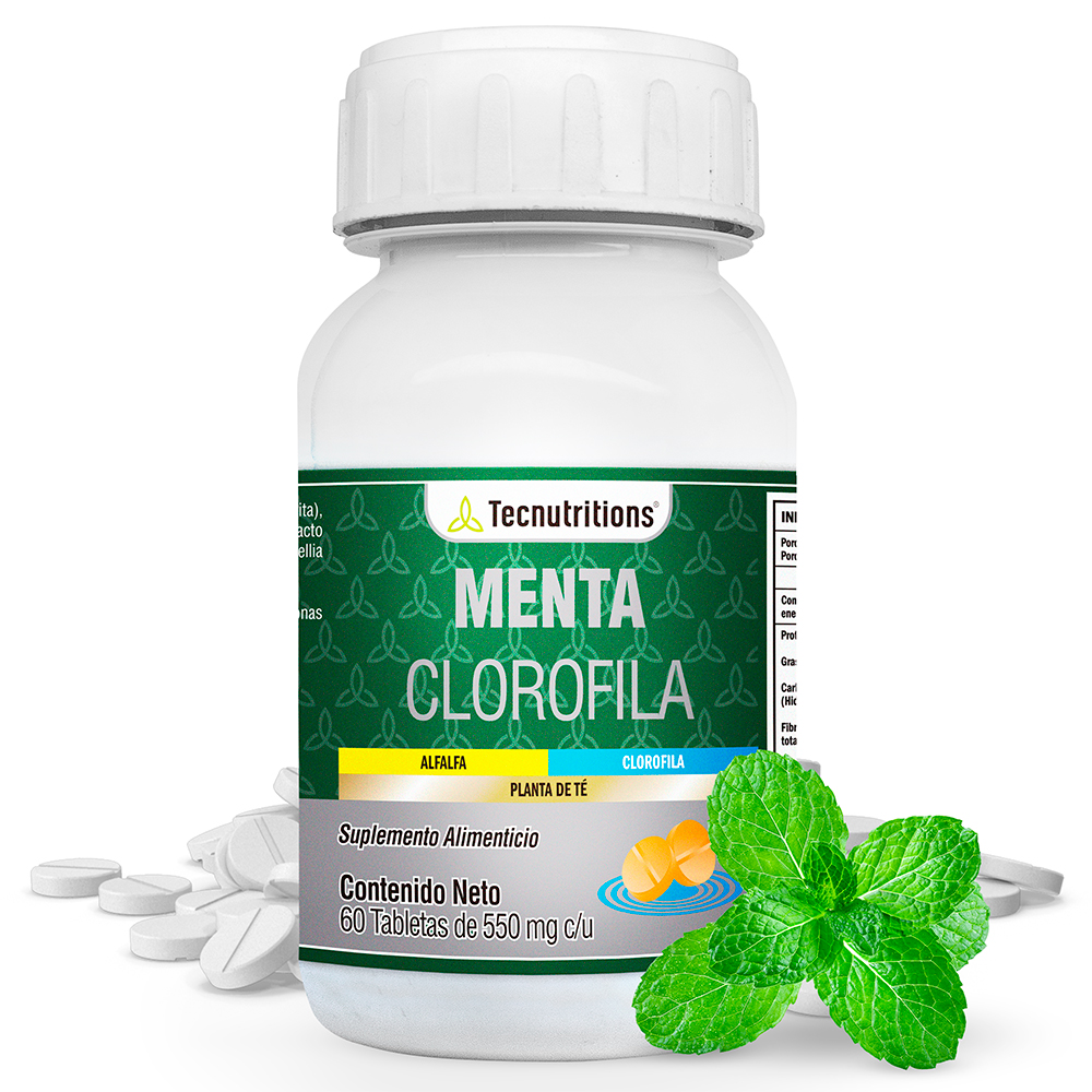 Foto 2 pulgar | Suplemento Tecnutritions Clorofila de Menta 60 Tabletas