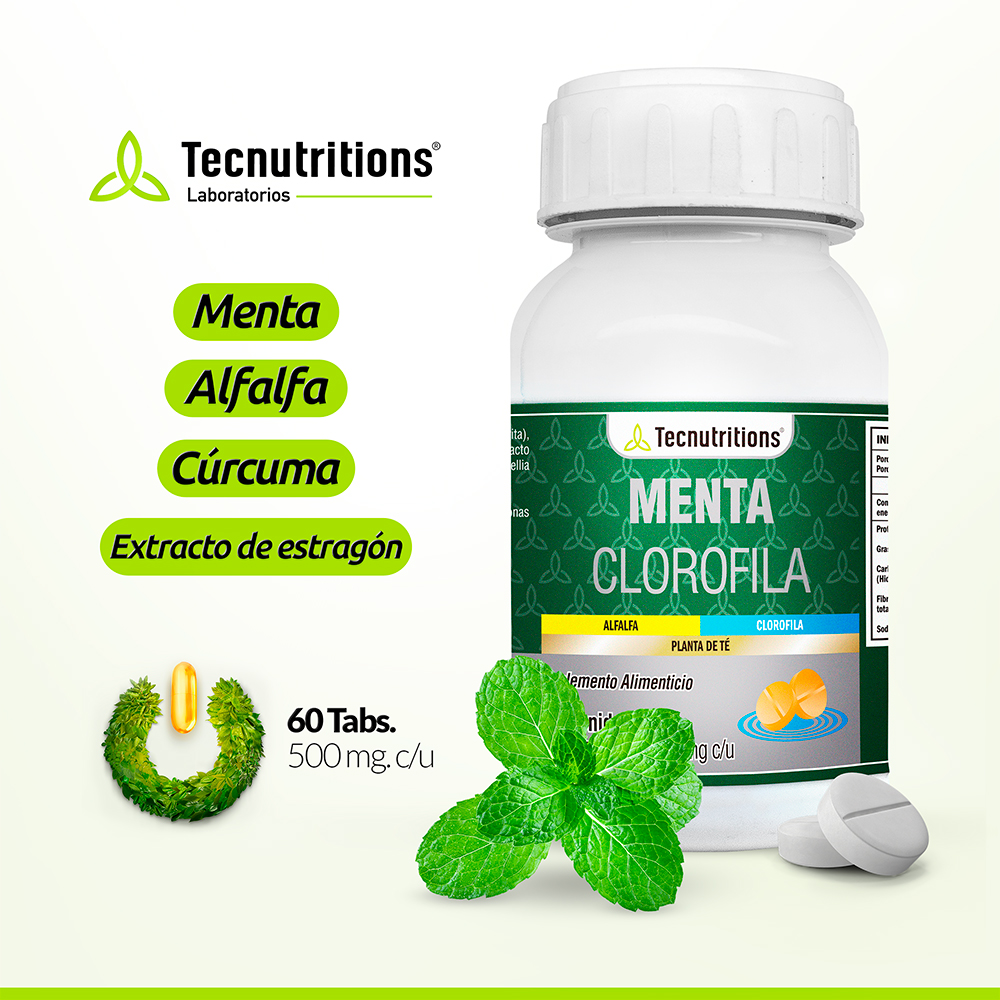 Foto 3 pulgar | Suplemento Tecnutritions Clorofila de Menta 60 Tabletas