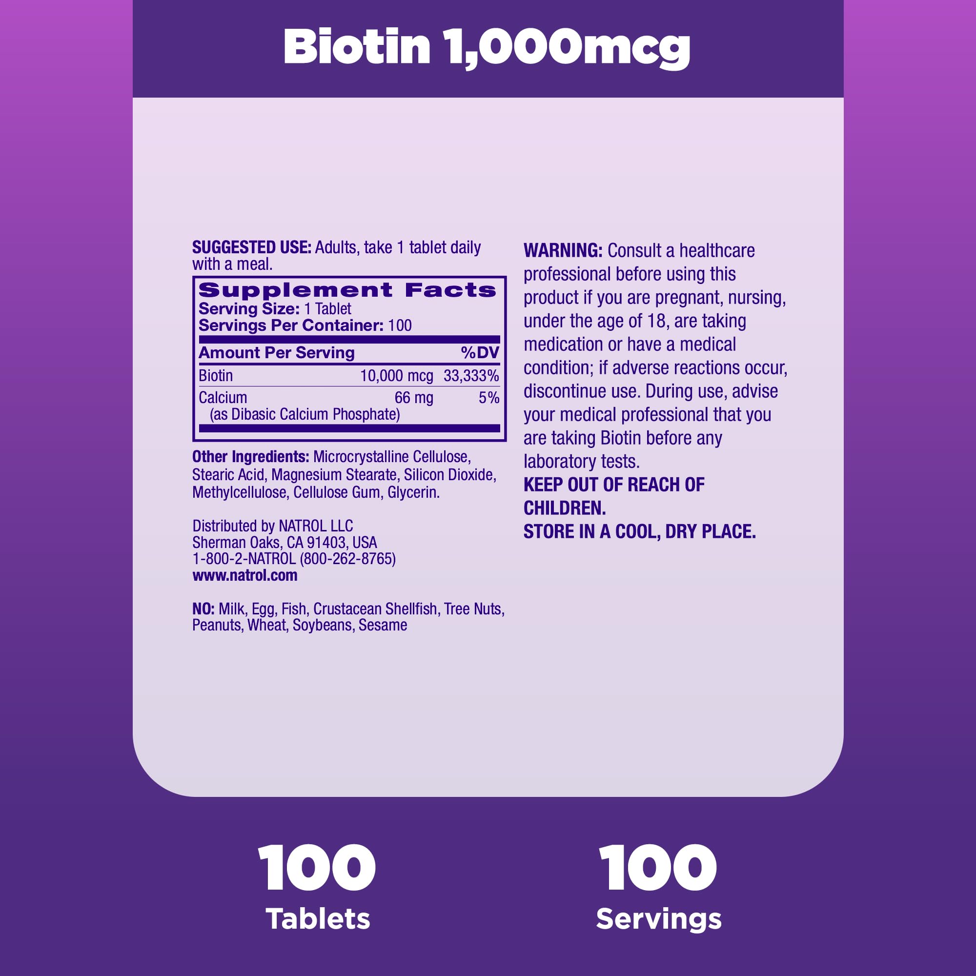 Foto 5 pulgar | Biotin Beauty Tabs Natrol 10 000 Mcg Concentración Máxima 100 Tabletas - Venta Internacional