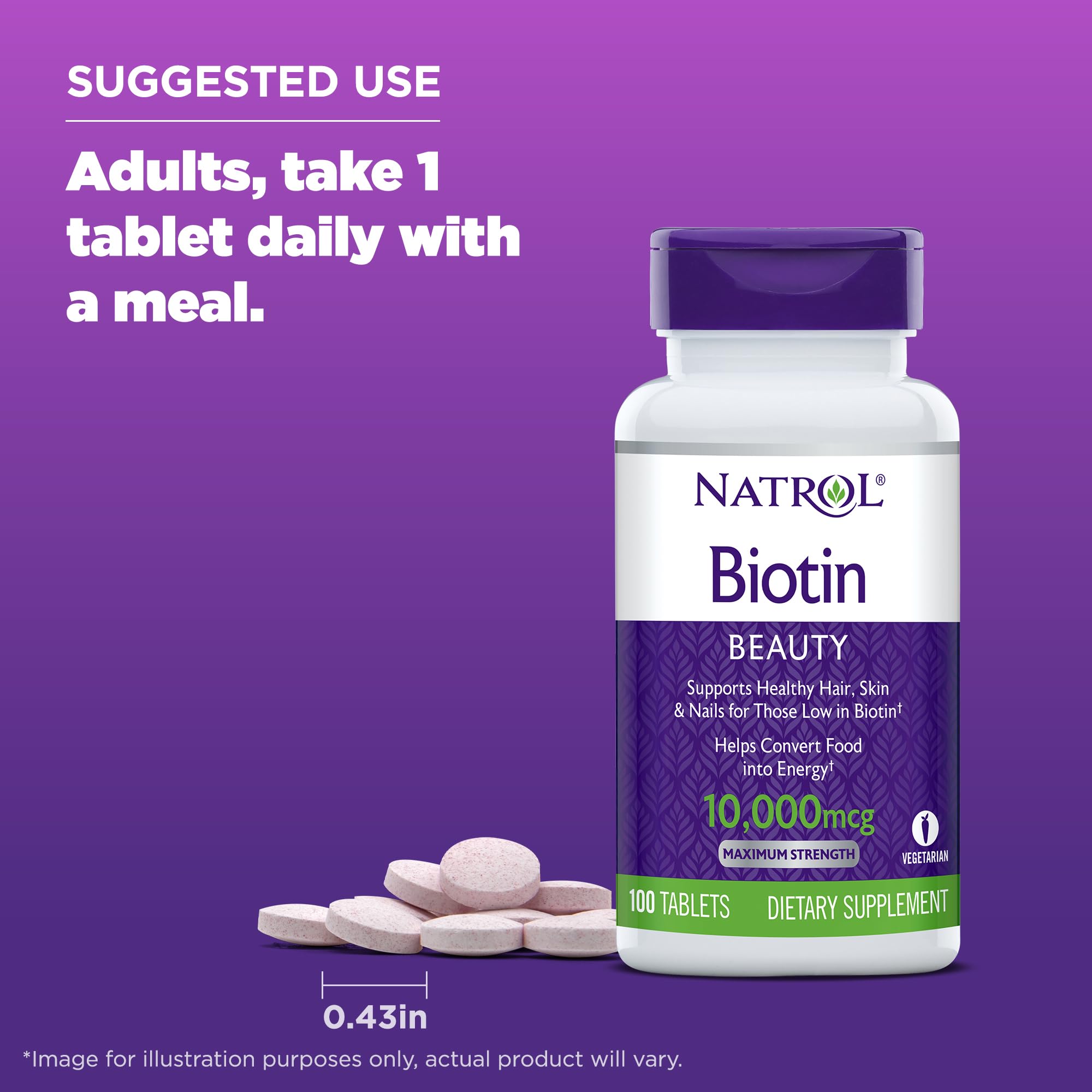 Foto 6 pulgar | Biotin Beauty Tabs Natrol 10 000 Mcg Concentración Máxima 100 Tabletas - Venta Internacional