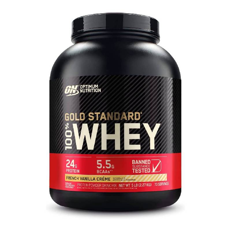 Proteína Optimum Nutrition Gold Standard 100 % Whey 5 Lb 73 Servicios French Vanilla Creme $1,899