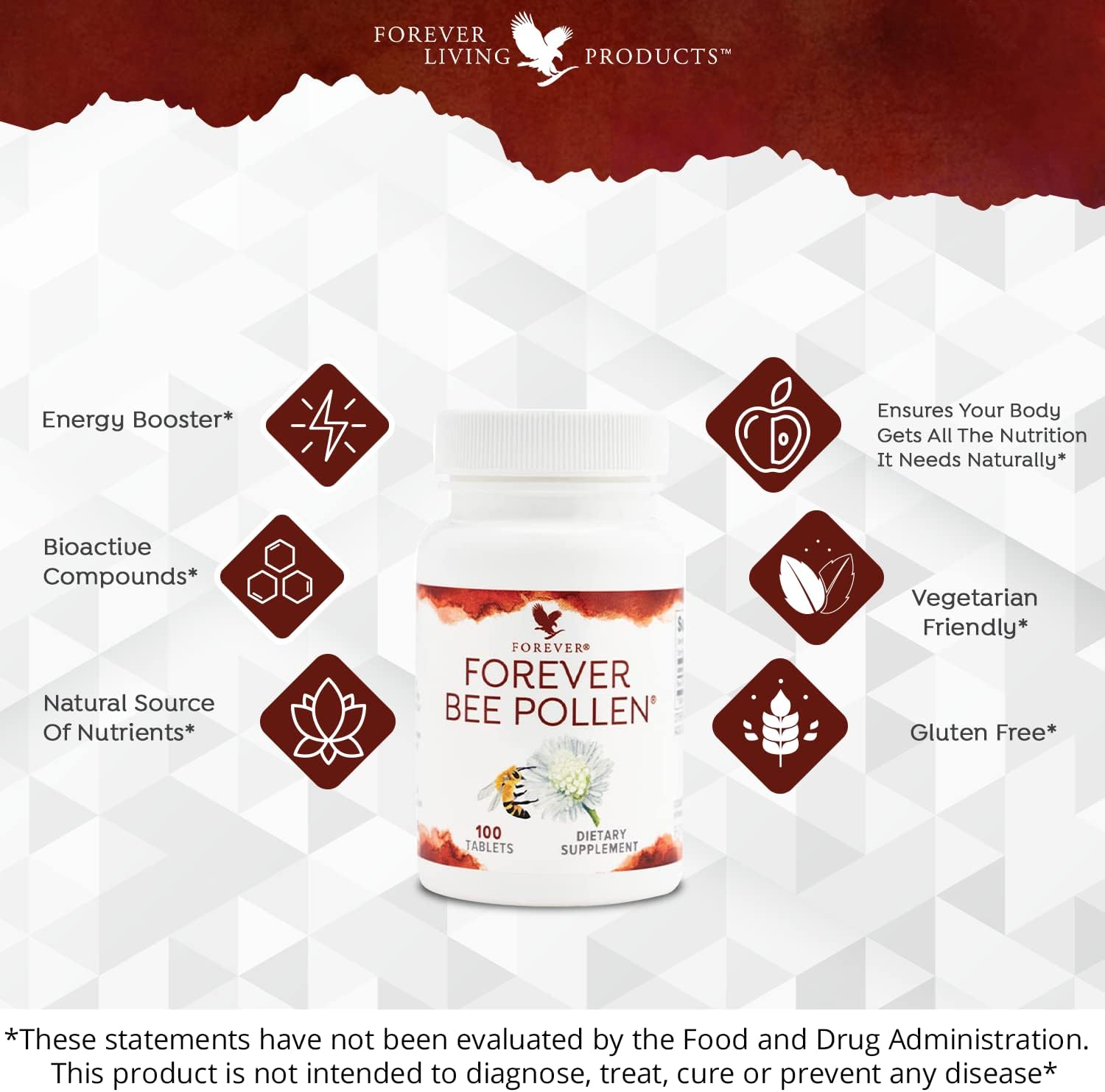 Foto 4 pulgar | Suplemento Forever Living Bee Pollen 100 Tabletas