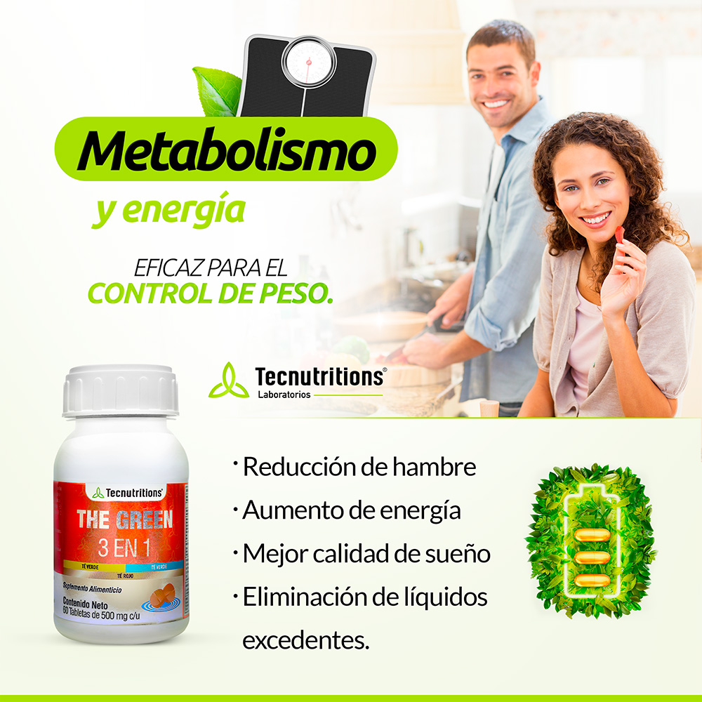 Foto 4 pulgar | Suplemento Tecnutritions The Green 3 en 1