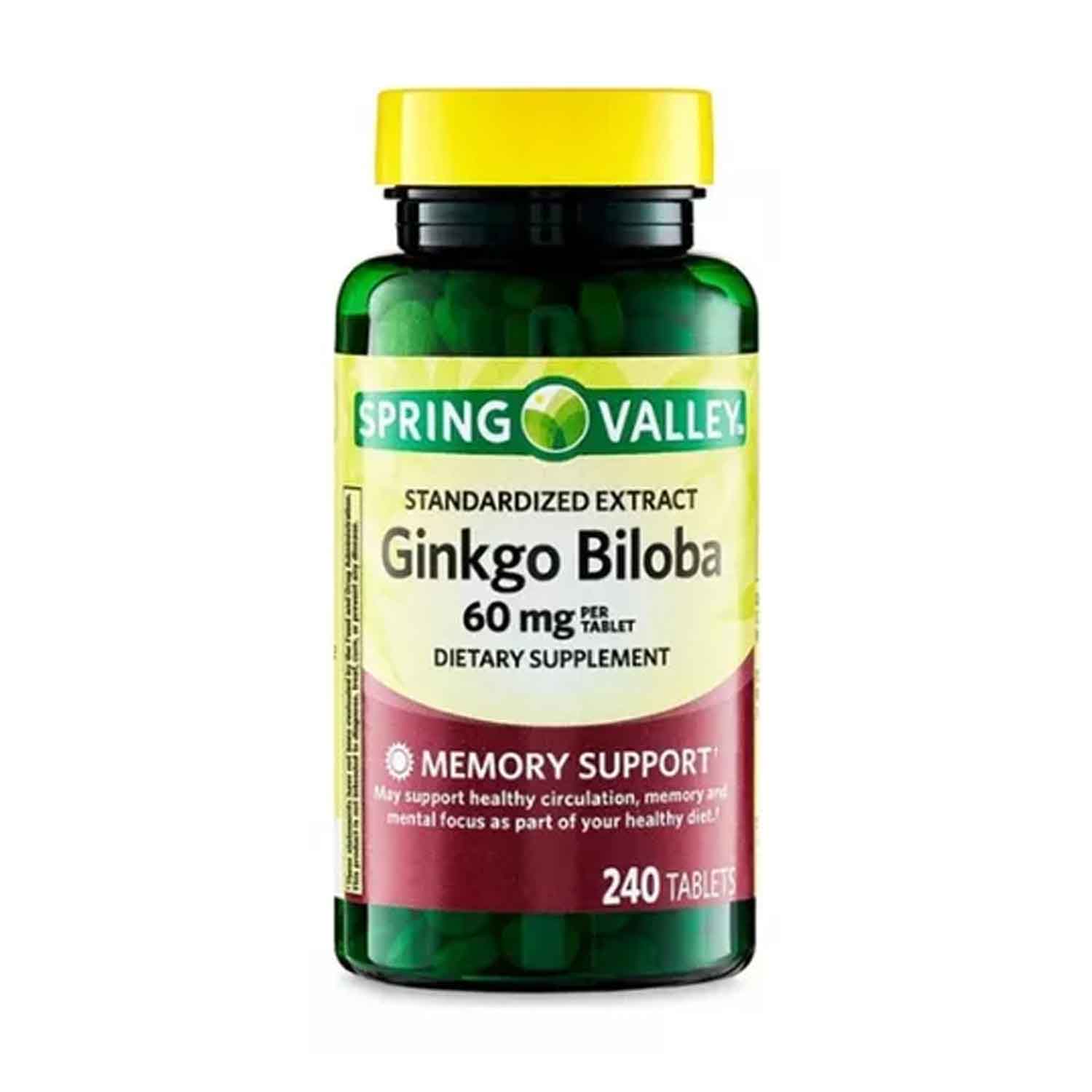 Foto 2 pulgar | Ginkgo Biloba 60 Mg Spring Valley 240 Cápsulas