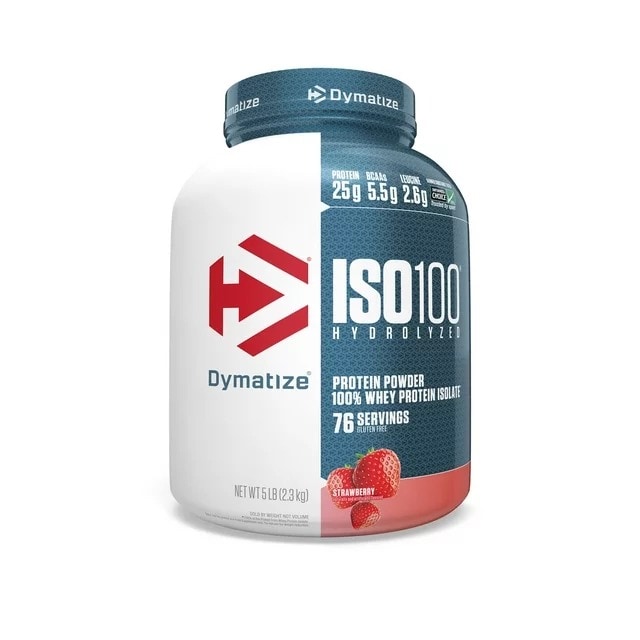 Proteína Dymatize Iso100 Hydrolyzed Sabor Fresa 5 Lb 76 Servicios $2,499