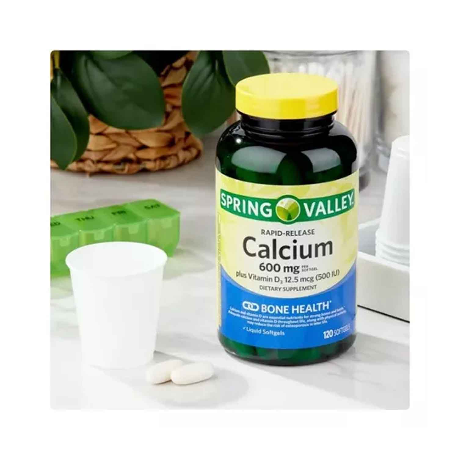 Foto 3 pulgar | Calcio 600 mg Spring Valley + Vitamina D3 12.5mg 120 Tabletas