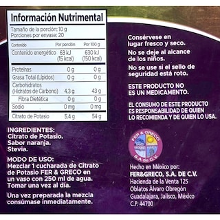 Foto 2 | Citrato de Potasio Fer y Greco Naranja 200 g