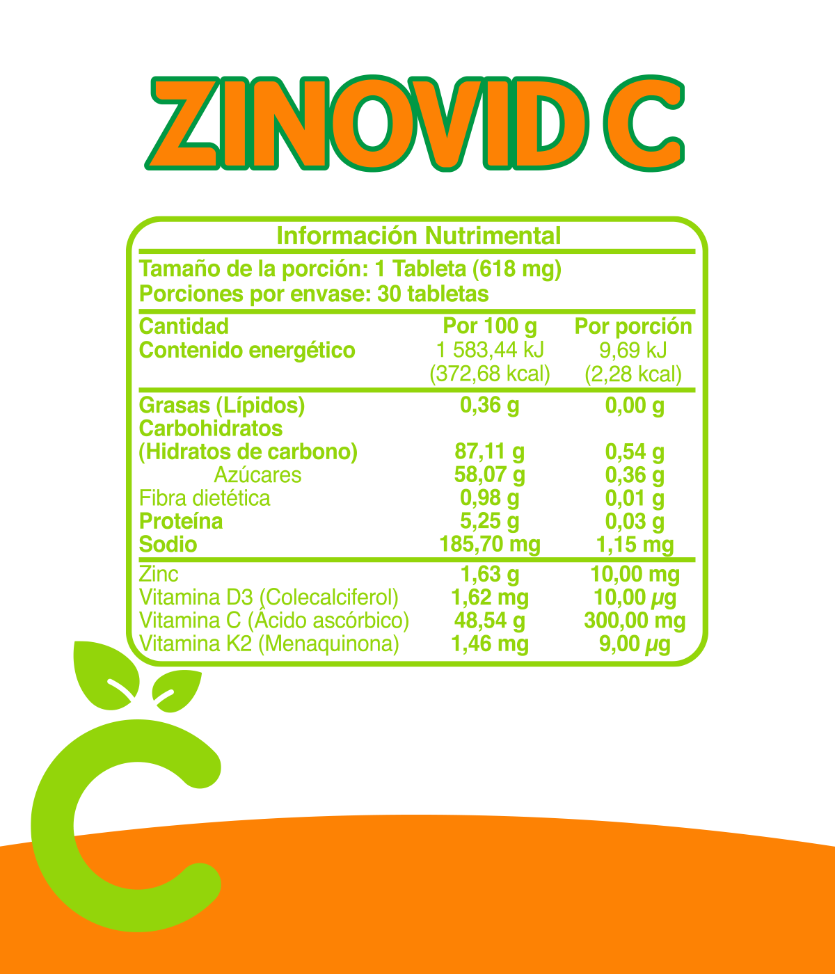 Foto 2 | Zinovid-c CMD Laboratorio Vitaminas C D3 K2 y Zinc con 30 Tabletas