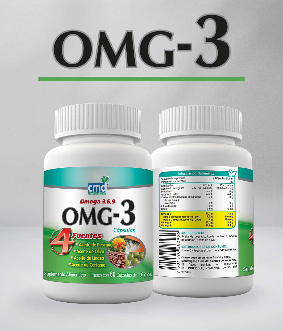 Foto 5 pulgar | Omg 3 CMD Laboratorio Omega 3, 6 Y 9 con 60 Cápsulas