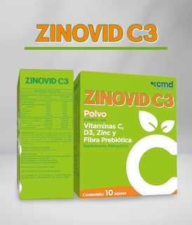 Foto 4 | Zinovid C3 CMD Laboratorio Vitaminas C D3 y Zinc en Polvo con 10 Sobres