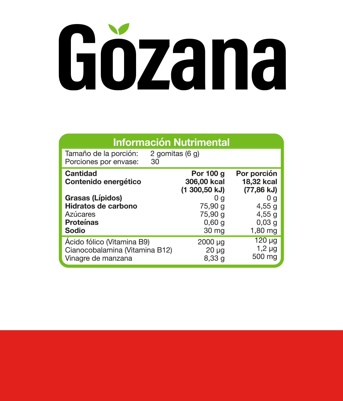 Foto 3 pulgar | Gozana Dúo Vinagre De Sidra De Manzana, Ácido Fólico Y Vitamina B12 Con 60 Gomitas Masticables