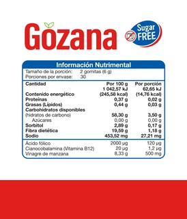 Foto 2 | Gozana Sugar Free Dúo Vinagre De Sidra De Manzana Ácido Fólico Y Vitamina B12 Con 60 Gomitas Masticables Sin Azúcar