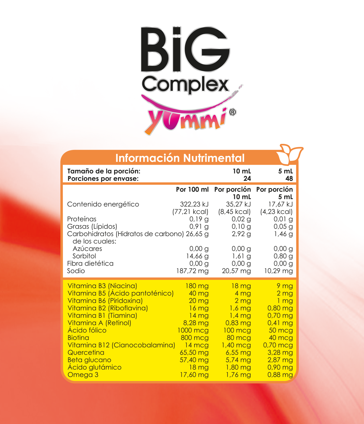 Foto 3 pulgar | Big Complex Yummi Duo Omega 3 Beta Glucano Quercetina Y Vitaminas Jarabe Infantil con 240 Ml Sabor Durazno