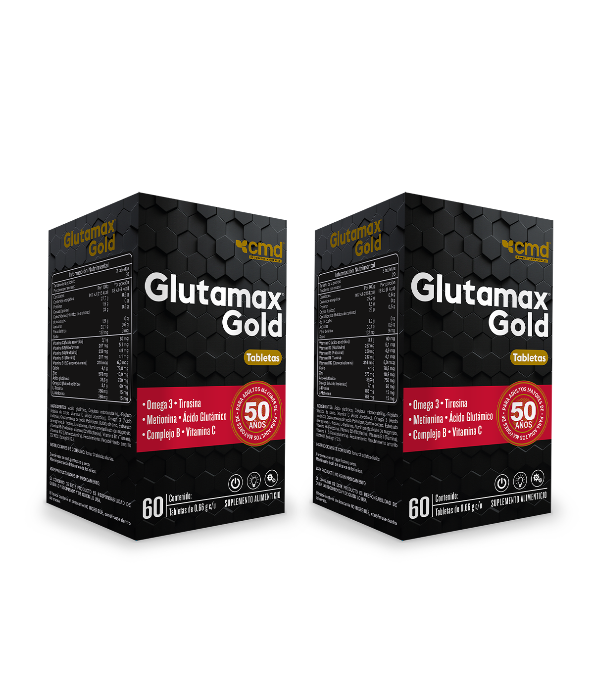 Foto 2 pulgar | Glutamax Gold Dúo Vitaminas Minerales Omega 3 Aminoácidos Con 60 Tabletas