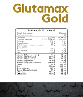 Foto 2 | Glutamax Gold Dúo Vitaminas Minerales Omega 3 Aminoácidos Con 60 Tabletas