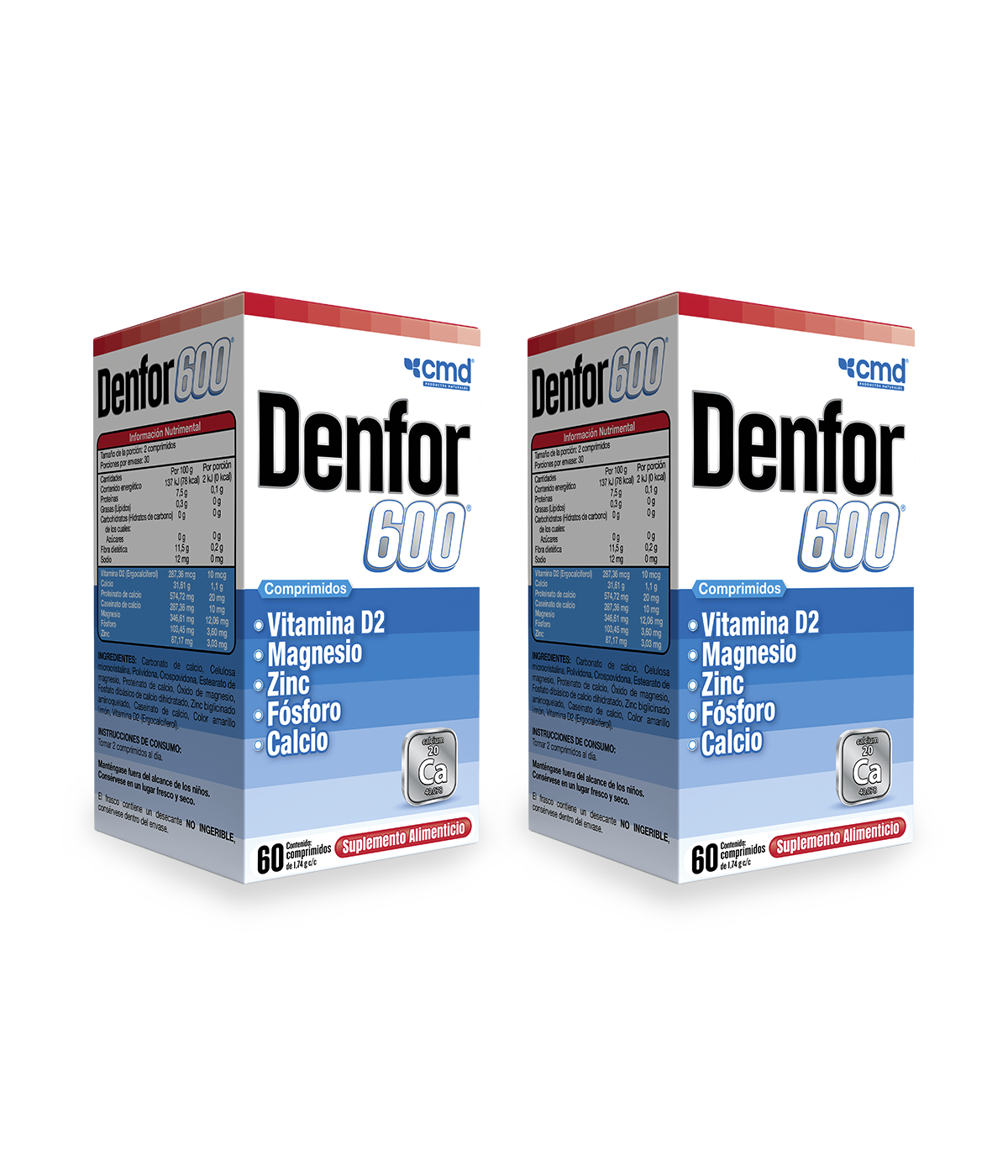 Foto 1 | Denfor 600 Dúo Vitamina D2 Magnesio Zinc Y Fósforo Con 60 Comprimidos