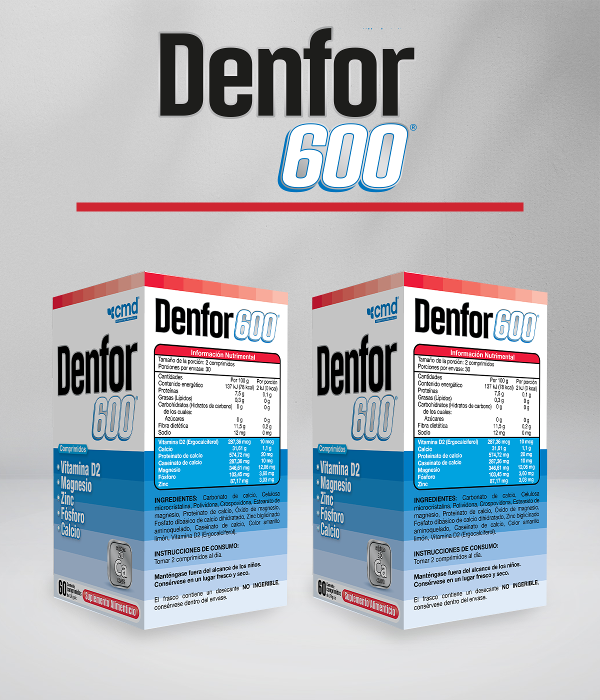 Foto 4 | Denfor 600 Dúo Vitamina D2 Magnesio Zinc Y Fósforo Con 60 Comprimidos