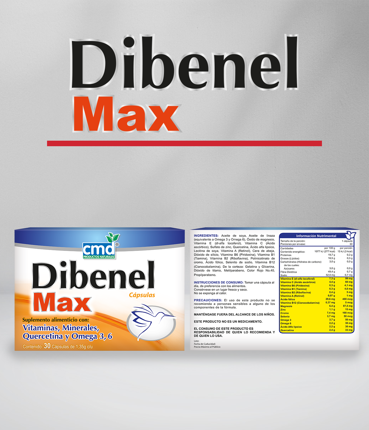 Foto 5 pulgar | Dibenel Max Dúo Vitaminas Minerales Quercetina Y Omegas 3 Y 6 Con 30 Cápsulas
