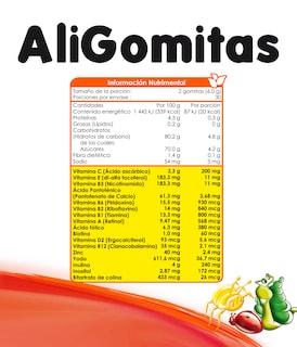 Foto 2 | Aligomitas Dúo Vitaminas Y Minerales con 60 Gomitas Masticables Sabor Limón Naranja y Piña para Niños