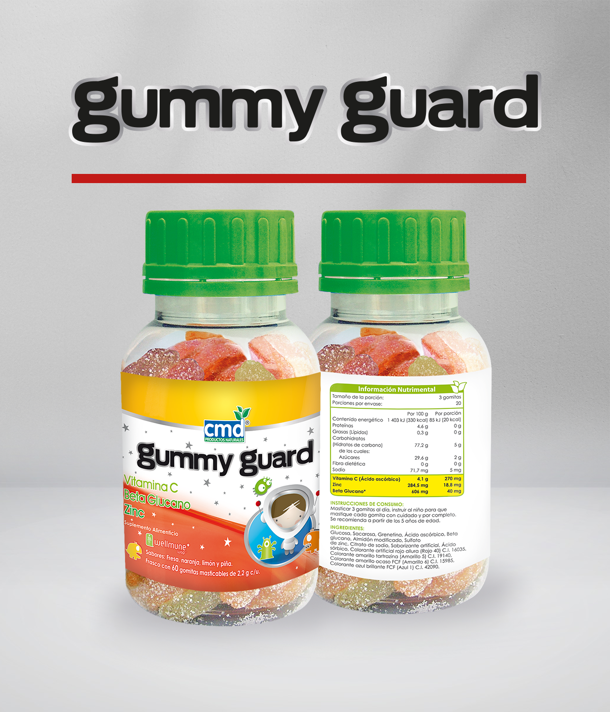 Foto 4 | Gummy Guard Dúo Vitamina C Beta Glucano Zinc Con 60 Gomitas