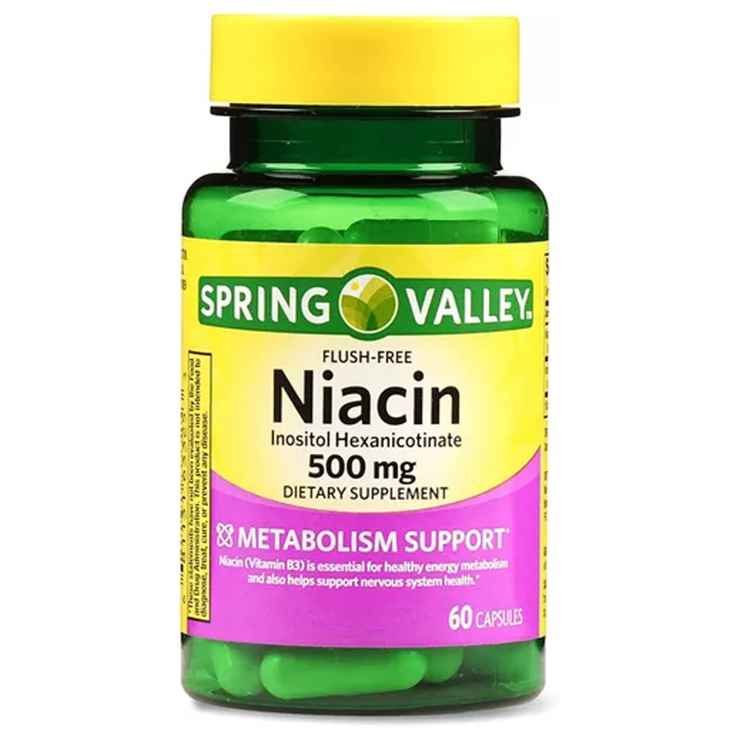 Foto 2 pulgar | Niacina Spring Valley 500 mg 60 Cápsulas