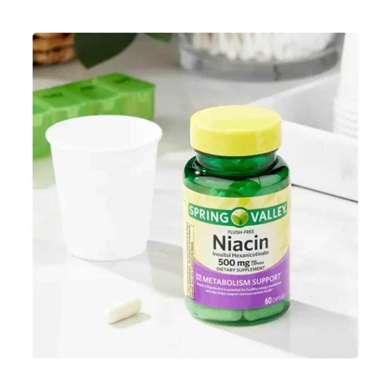 Foto 5 pulgar | Niacina Spring Valley 500 mg 60 Cápsulas