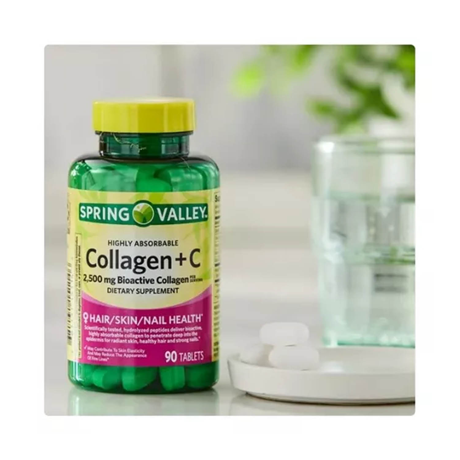 Foto 4 pulgar | Colágeno 2500mg más Vitamina C 60mg  Spring Valley 90 Tabletas Altamente Absorbible Bioactive Collagen