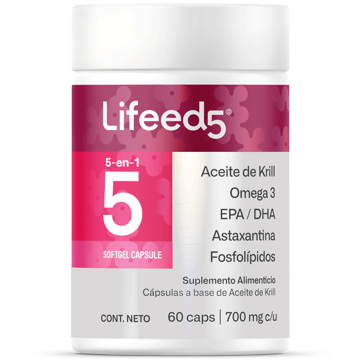 Foto 2 pulgar | Suplemento Aceite De Krill Omega 3 Lifeed5 60 Cápsulas