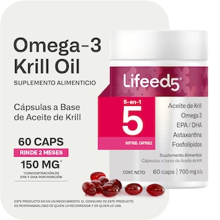 Foto 2 | Suplemento Aceite De Krill Omega 3 Lifeed5 60 Cápsulas