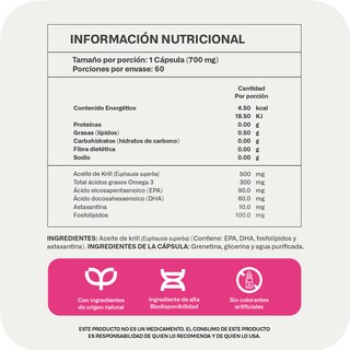 Foto 3 | Suplemento Aceite De Krill Omega 3 Lifeed5 60 Cápsulas