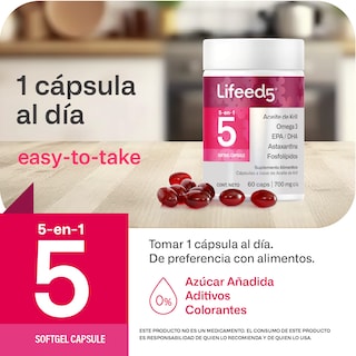 Foto 4 | Suplemento Aceite De Krill Omega 3 Lifeed5 60 Cápsulas