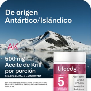 Foto 5 | Suplemento Aceite De Krill Omega 3 Lifeed5 60 Cápsulas