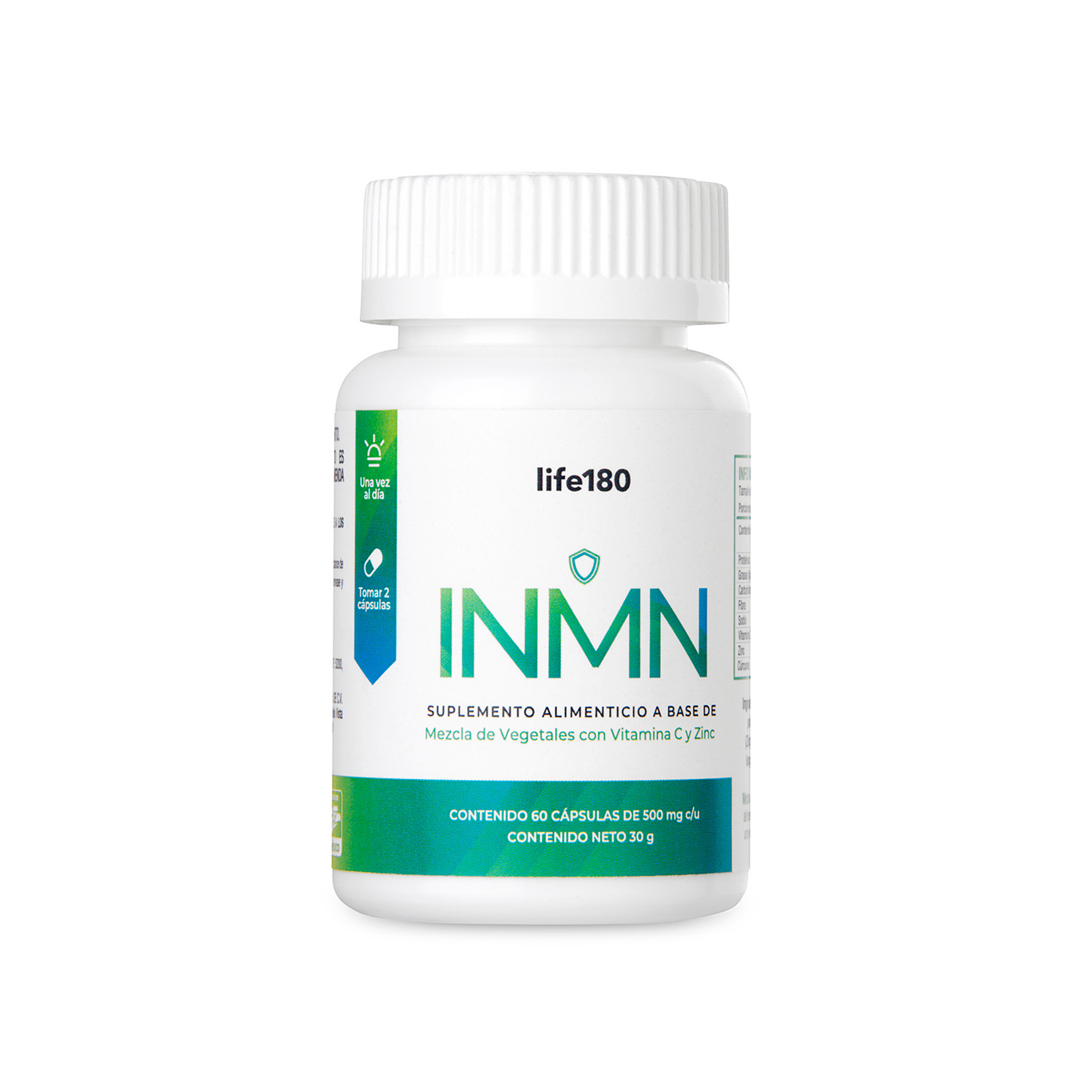 Inmn Suplemento Sistema Inmune Life180 Jengibre Cúrcuma Vitamina C y Zinc con 60 Cápsulas