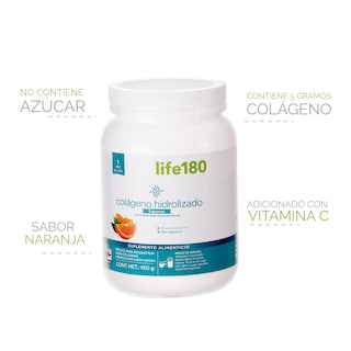 Foto 3 | Colágeno Hidrolizado en Polvo Life180 Sabor Naranja 450gr 5gr de Colágeno por Porción con 30 Porciones