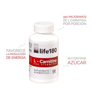 Foto 2 | L-carnitina con Vitaminas Life180 240mg 120 Cápsulas
