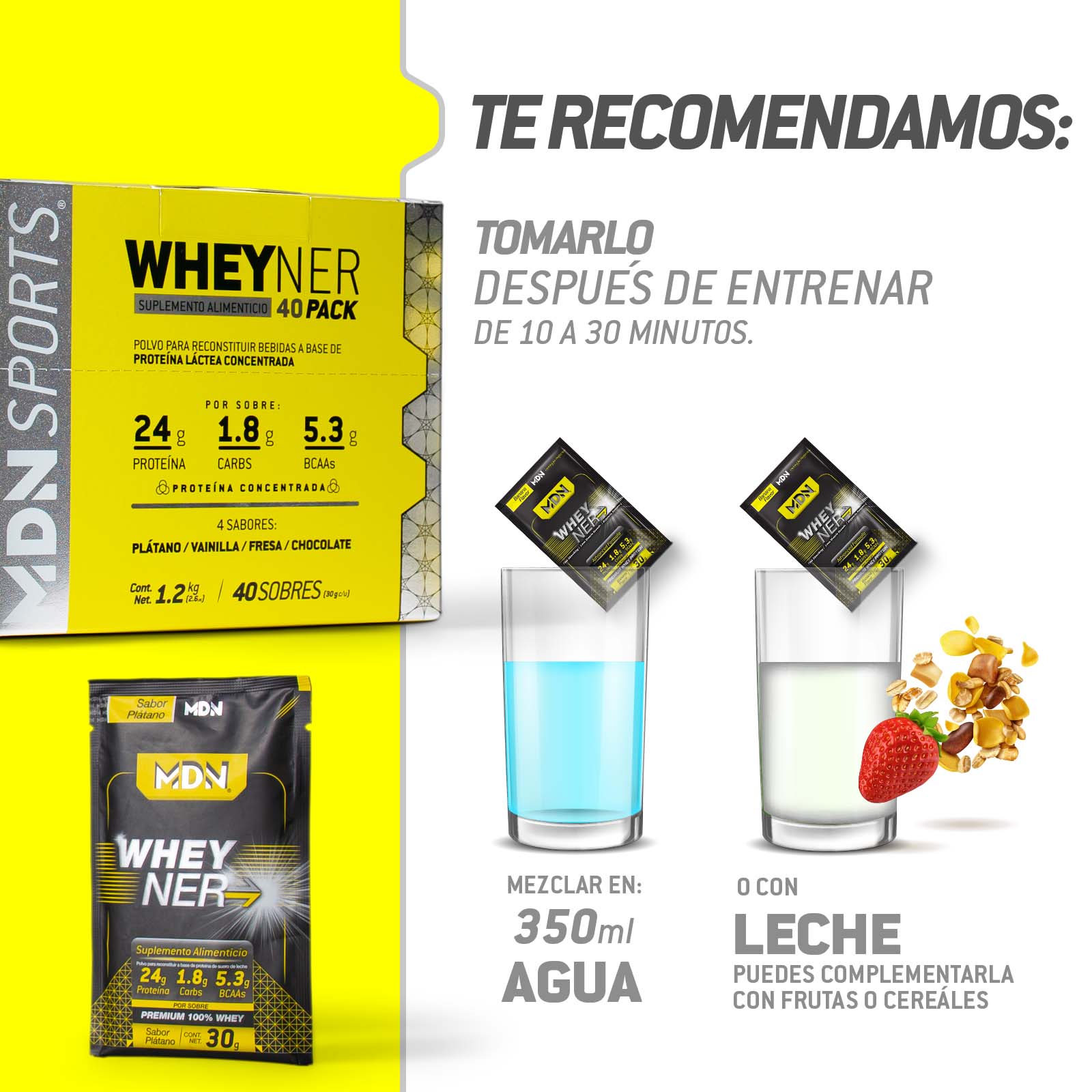 Foto 5 pulgar | Proteína Wheyner 40 Pack MDN