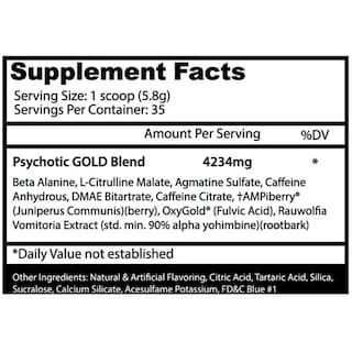 Foto 2 | Pre Entreno Psychotic Gold Insane Labz Oxido Nítrico 35 Servicios Blue Punch