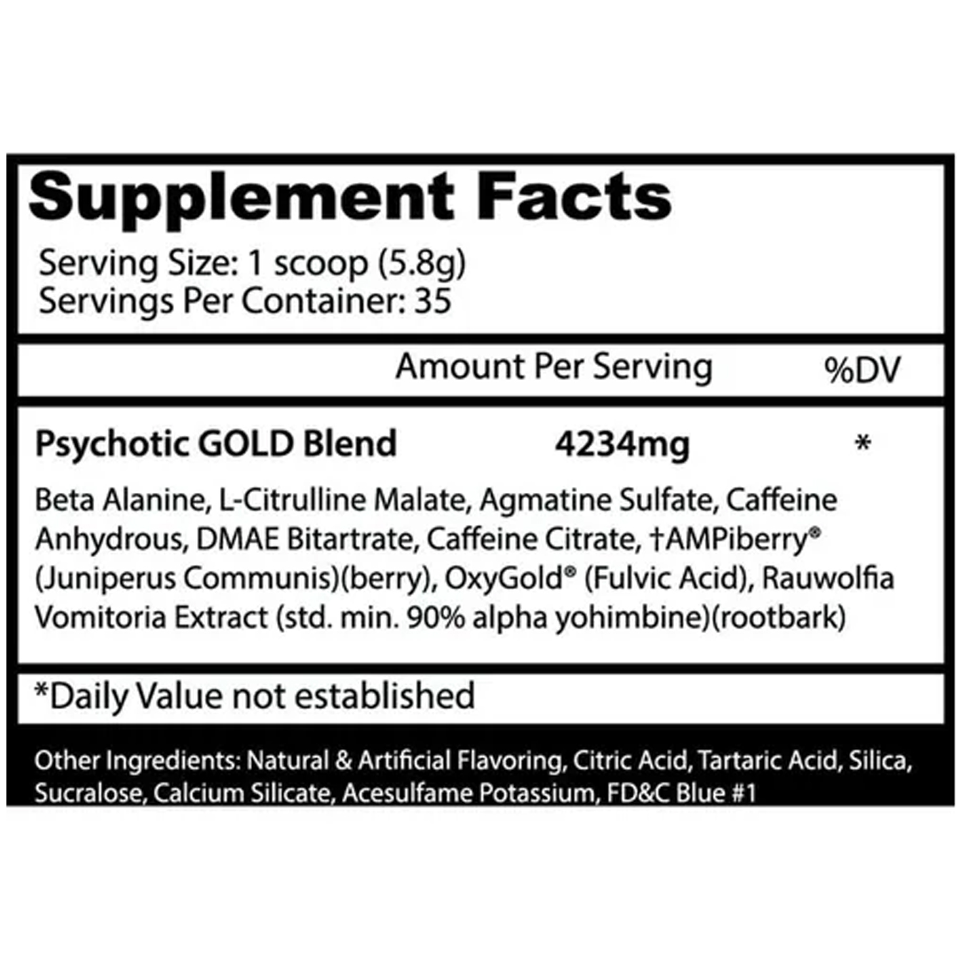 Foto 3 pulgar | Pre Entreno Psychotic Gold Insane Labz Oxido Nítrico 35 Servicios Fruit Punch