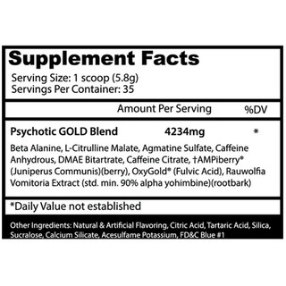 Foto 2 | Pre Entreno Psychotic Gold Insane Labz Oxido Nítrico 35 Servicios Fruit Punch