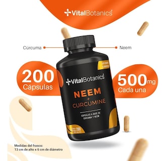 Foto 3 | Neem + Curcuma Suplemento Con 200 Capsulas | Vitalbotanics