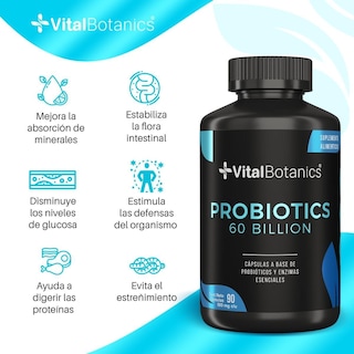 Foto 2 | Probioticos Y Prebioticos Con 90 Capsulas | Vitalbotanics