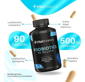 Foto 3 | Probioticos Y Prebioticos Con 90 Capsulas | Vitalbotanics
