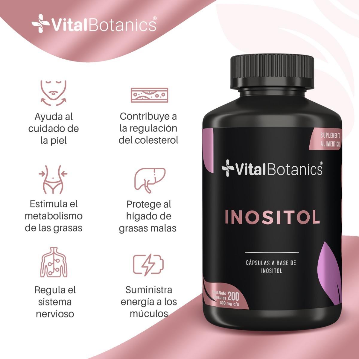 Foto 3 pulgar | Inositol Puro 500mg Con 200 Caps | Suplementos Vitalbotanics