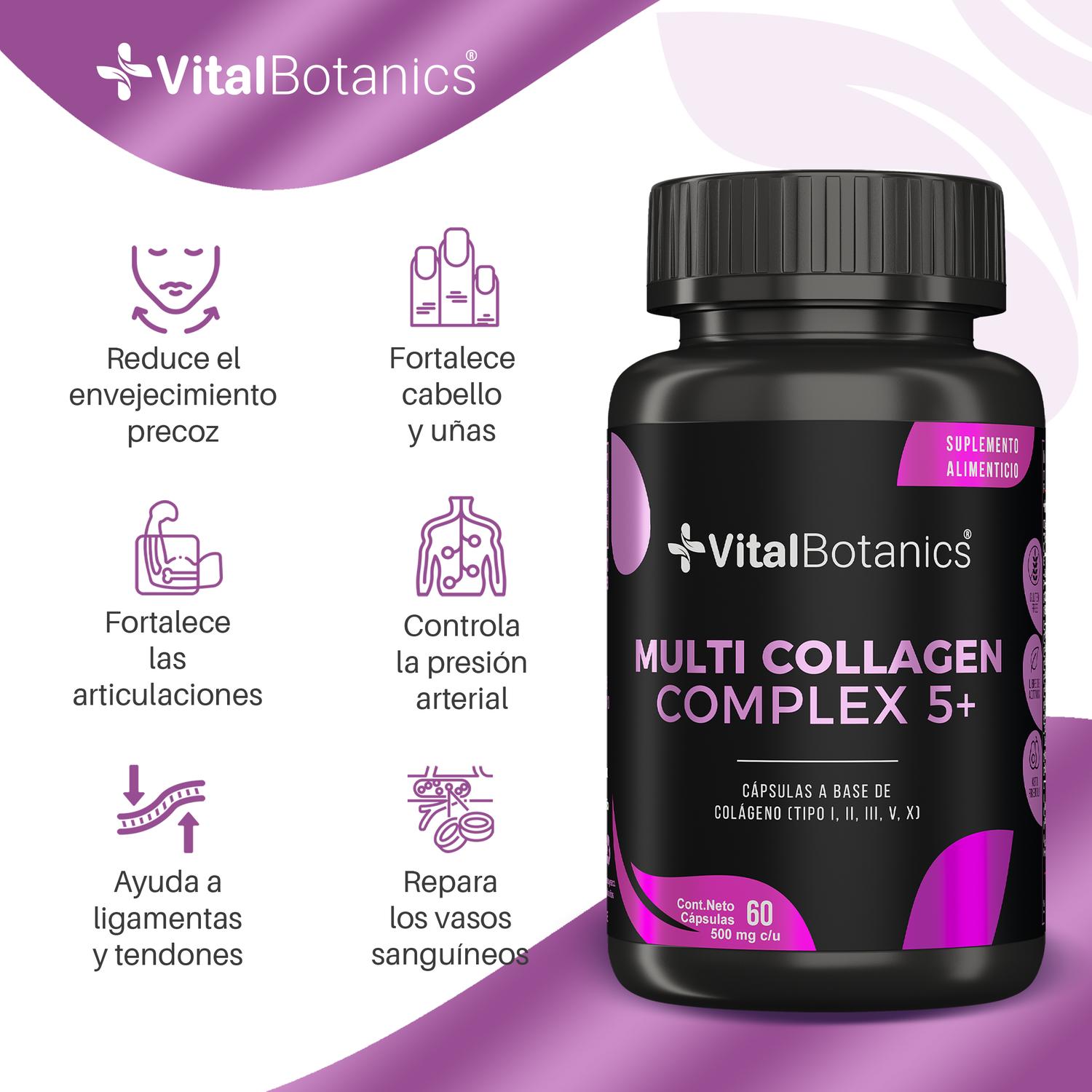 Foto 3 pulgar | Multi Collagen Complex 5+ | 60 Capsulas | Suplemento Alimenticio A Base Colageno Y Vitamina B12.