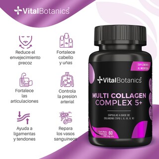 Foto 2 | Multi Collagen Complex 5+ | 60 Capsulas | Suplemento Alimenticio A Base Colageno Y Vitamina B12.