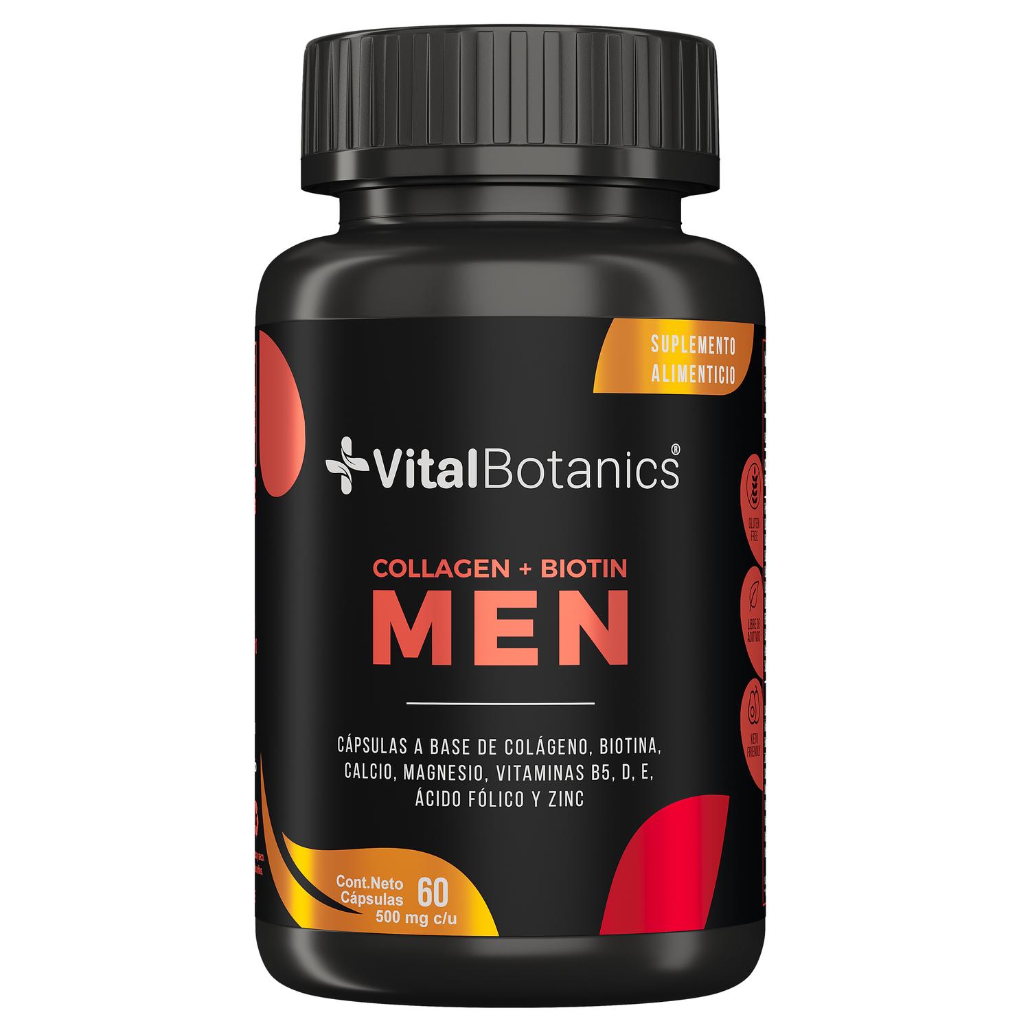 Foto 2 pulgar | Vitaminas Cabello Y Barba Para Hombre | Colageno Hidrolizado + Biotina For Men | 60 Capsulas.