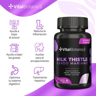 Foto 2 | Milk Thistle Cardo Mariano- 60 Capsulas VITAL BOTANICS